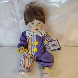 Knowles Bubbles 13in Porcelain Clown Doll Mary Tretter Artist Vintage Soft Body